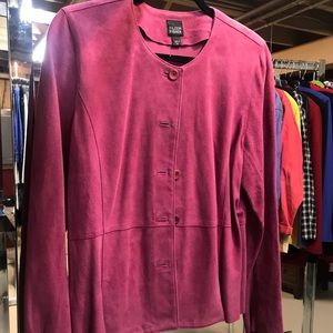 Eileen Fisher Pink Goat Suede Button Up Coat
